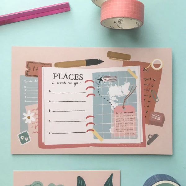 Places To Go Postcard - Bunga dan Bintang x Mypaperprojects